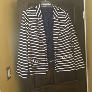Navy blue and white blazer